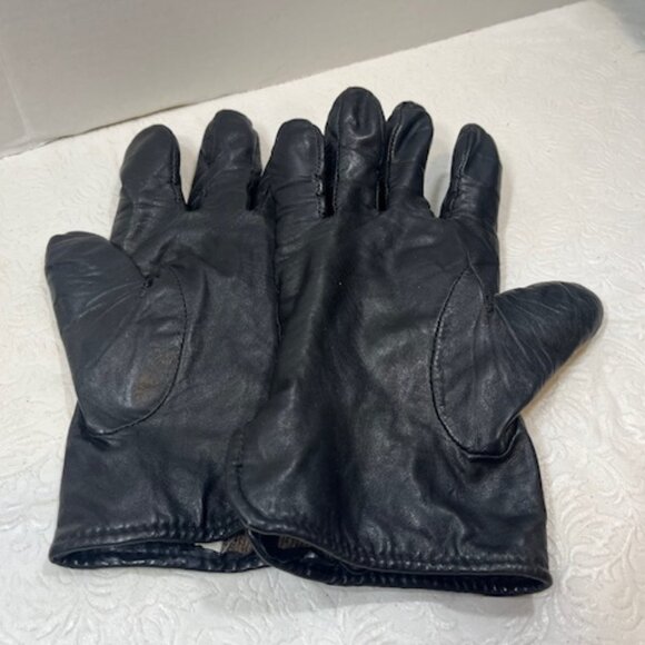 Men's Black Soft Leather Cashmere Lined Winter Gloves Size: Large VGUC - Picture 8 of 15